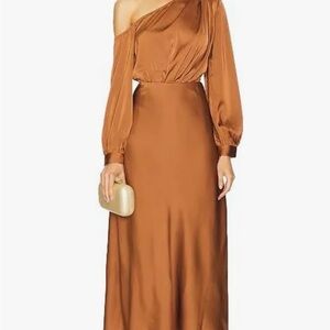 ASTR Elwood dress Elegant One-Shoulder Brown Dress